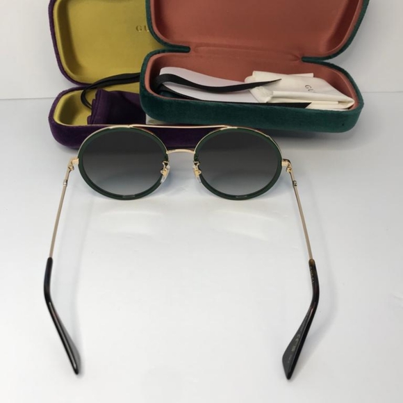New - 💯 Original GUCCI Green Gradient Round Ladies Sunglasses GG0061S 003 - Picture 9 of 16
